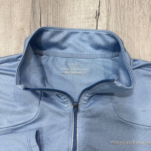 Vineyard Vines Sweatshirt Mens Large Performance 1/4 Zip Pullover Blue Stretch - Picture 2 of 11